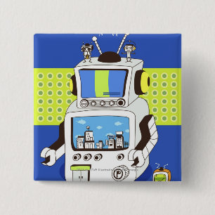 Badge Carré 5 Cm Plan rapproché d'un robot