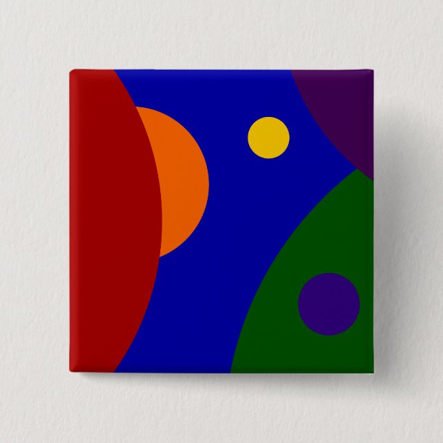 Badge Carré 5 Cm Planètes d'arc-en-ciel (Devant)