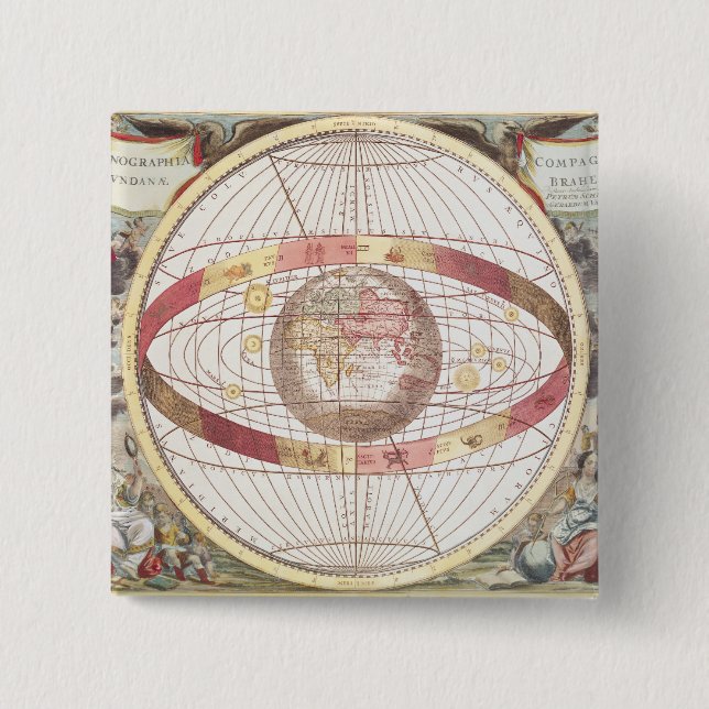Badge Carré 5 Cm Planisphere, de 'atlas Coelestis (Devant)