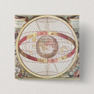 Badge Carré 5 Cm Planisphere, de 'atlas Coelestis