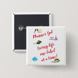 Badge Carré 5 Cm Planner Gal - Vivre la vie une étiquette à la fois