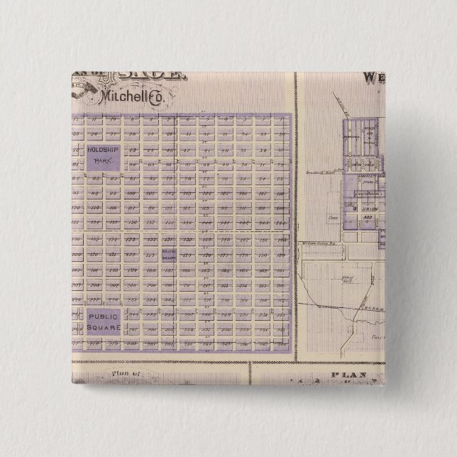 Badge Carré 5 Cm Plans d'Osage, Union de l'Ouest (Devant)