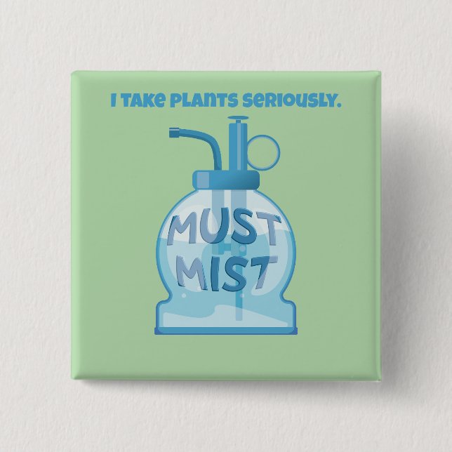 Badge Carré 5 Cm Plant mister misting pot plants (Devant)