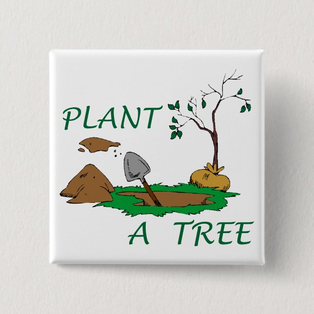 Badge Carré 5 Cm Plante d'un arbre (Devant)