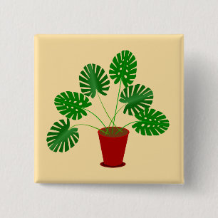 Badge Carré 5 Cm Plante Monstera pour la Fête des Mères