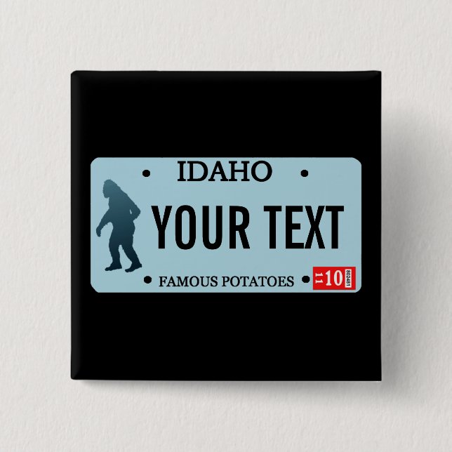 Badge Carré 5 Cm Plaque de licence Idaho Sasquatch (Devant)