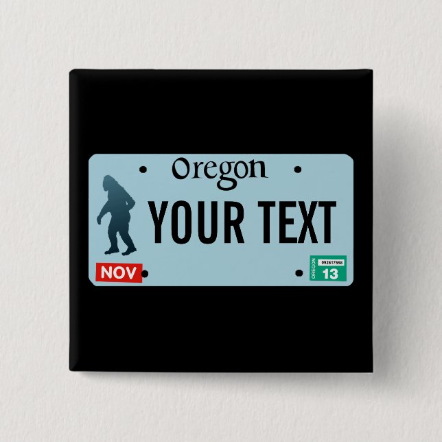 Badge Carré 5 Cm Plaque de licence Oregon Sasquatch (Devant)