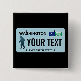 Badge Carré 5 Cm Plaque de licence Washington Sasquatch