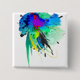 Badge Carré 5 Cm Plaques de peinture Peacock Abstraites