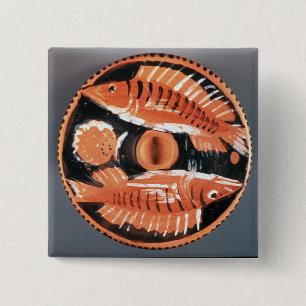 Badge Carré 5 Cm Plaquez dépeindre deux poissons, 350 AVANT JÉSUS