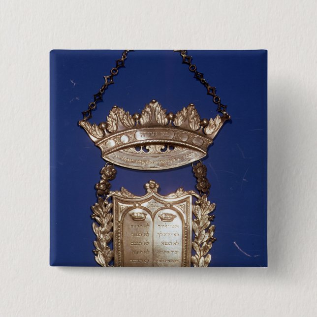 Badge Carré 5 Cm Plastron ou bouclier pour le rouleau de Torah (Devant)