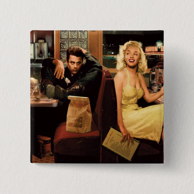 Badge Carré 5 Cm Plat bleu 2 (Devant)