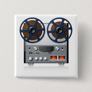 Badge Carré 5 Cm Platine à bande vintage à bobines Audiophile