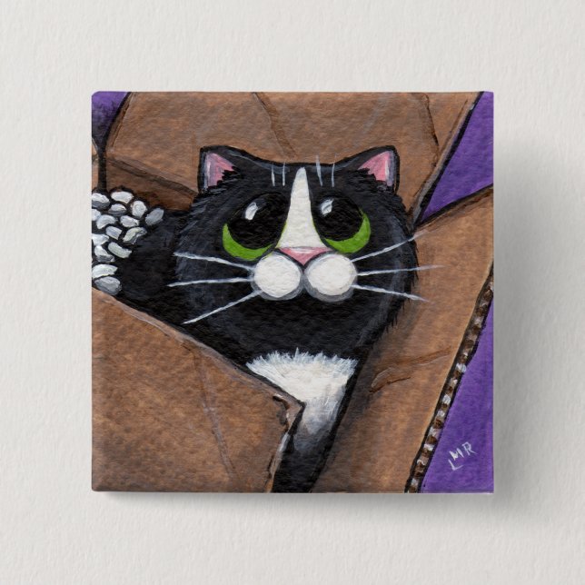 Badge Carré 5 Cm Plein O bouton de chat de la boîte (Devant)