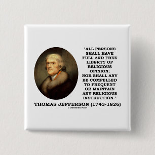 Badge Carré 5 Cm Pleine liberté libre d'opinion T. Jefferson de