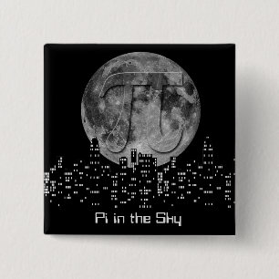 Badge Carré 5 Cm Pleine lune Pi Dans Le Ciel