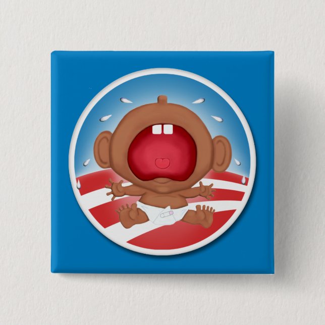 Badge Carré 5 Cm Pleurnichard dans le chef (Devant)