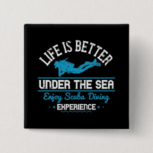 Badge Carré 5 Cm Plongée - La vie est meilleure sous la mer