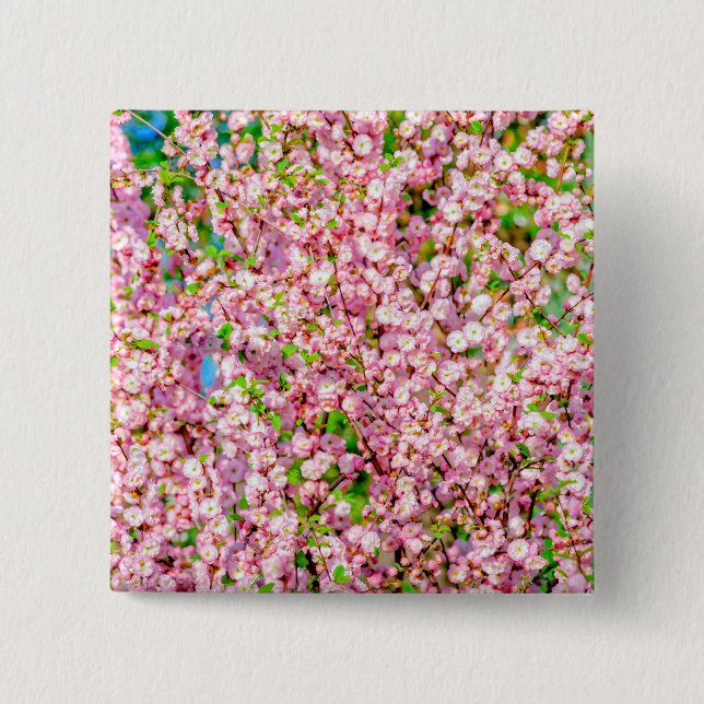 Badge Carré 5 Cm Plum à fleurs (Devant)