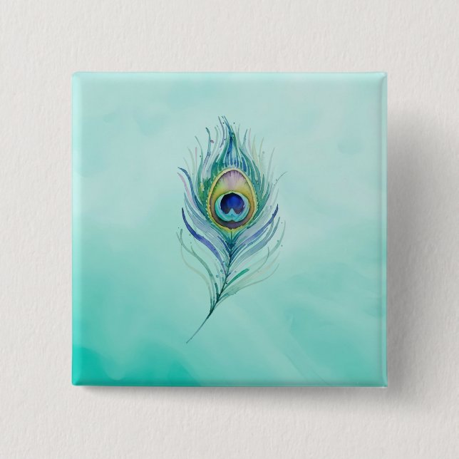 Badge Carré 5 Cm Plume (Devant)