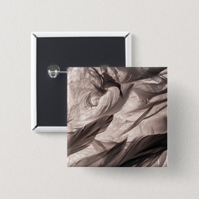 Badge Carré 5 Cm Plumes (Devant & derrière)