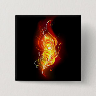 Badge Carré 5 Cm Plumes de paquetage de feu