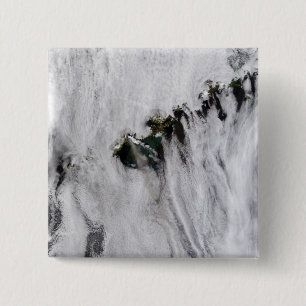 Badge Carré 5 Cm Plumes du volcan Okmok, îles Aléoutiennes