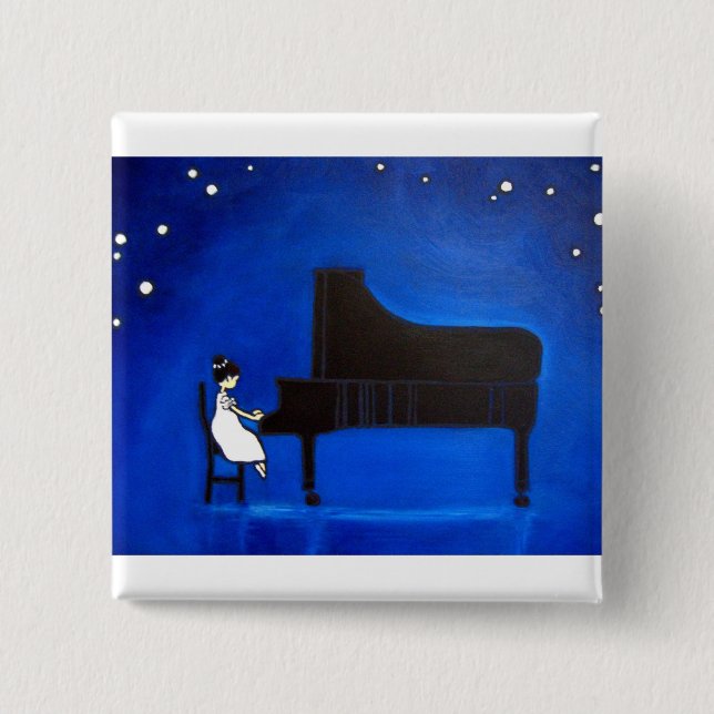 Badge Carré 5 Cm Poches complètement d'amour - le bouton de moment (Devant)