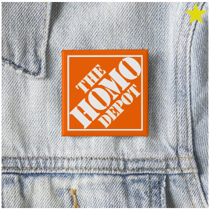 Badge Carré 5 Cm Pochoir Dépôt Homo Gay Orange Phrase Drôle LGBTQ