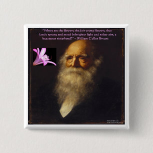 Badge Carré 5 Cm Poème floral de William Cullen Bryant