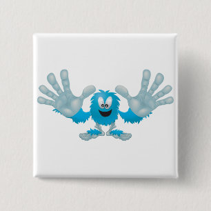 Badge Carré 5 Cm poignée slap dix monstre bleu goofy poilu