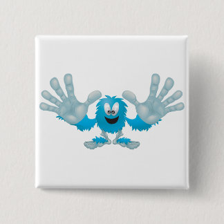 Badge Carré 5 Cm poignée slap dix monstre bleu goofy poilu
