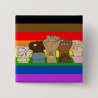 Badge Carré 5 Cm Poings d'alimentation de la fierté / Bouton Carré