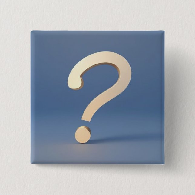 Badge Carré 5 Cm Point d'interrogation Gold unique (Devant)