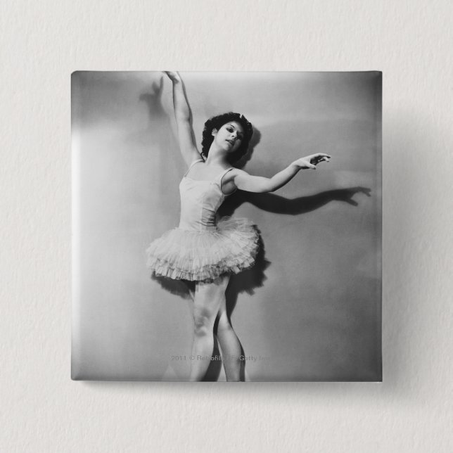 Badge Carré 5 Cm Pointe B&W d'en de ballerine (Devant)