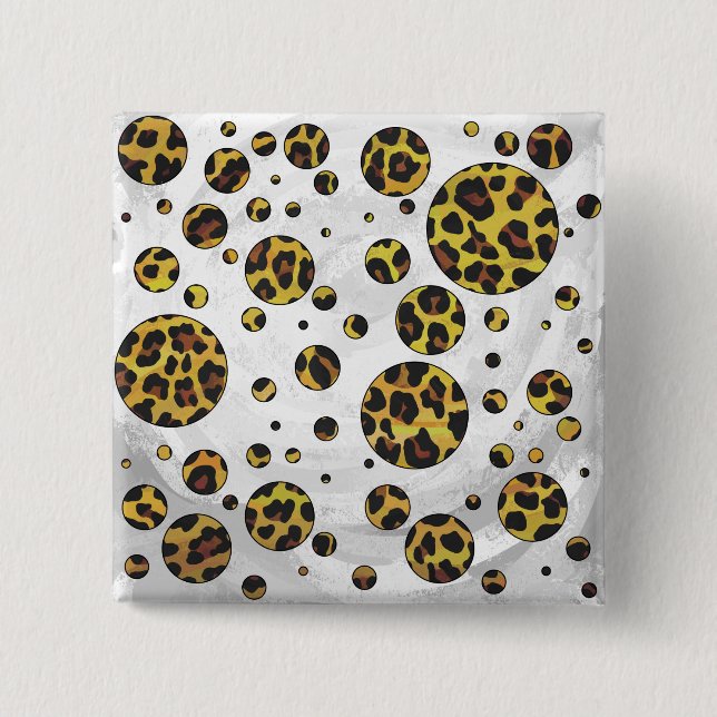 Badge Carré 5 Cm Pointe Leopard Brown et Jaune (Devant)
