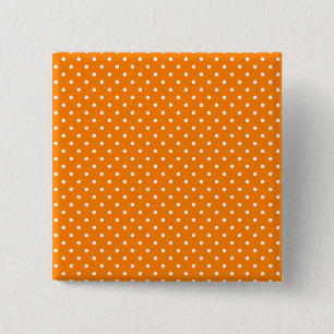 Badge Carré 5 Cm Pois orange et blanc