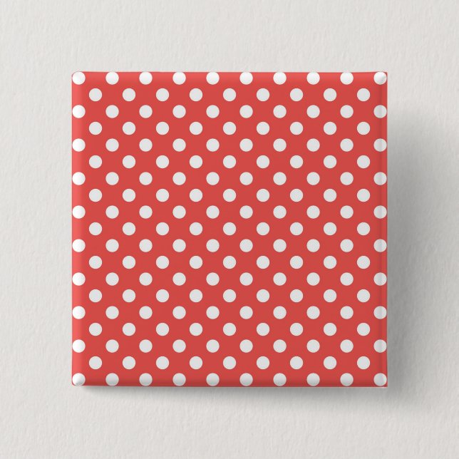 Badge Carré 5 Cm Pois rouges et blancs (Devant)