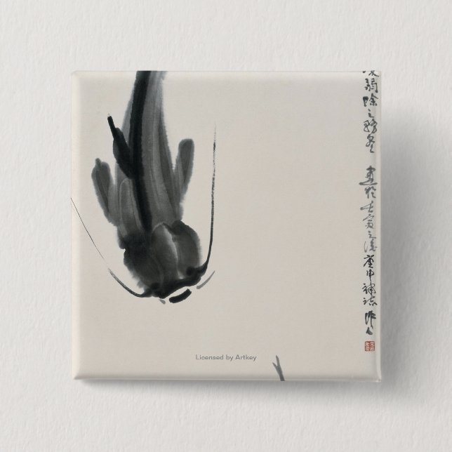 Badge Carré 5 Cm Poisson-chat chinois (Devant)