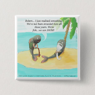 Badge Carré 5 Cm Poisson confus amusant