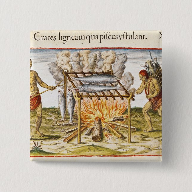 Badge Carré 5 Cm Poissons de cuisine (Devant)