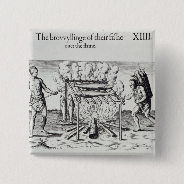 Badge Carré 5 Cm Poissons de cuisine (Devant)