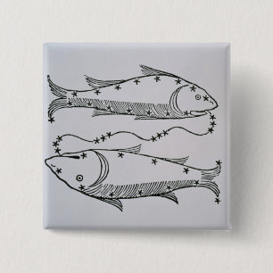 Badge Carré 5 Cm Poissons (les poissons) une illustration du 'poèt