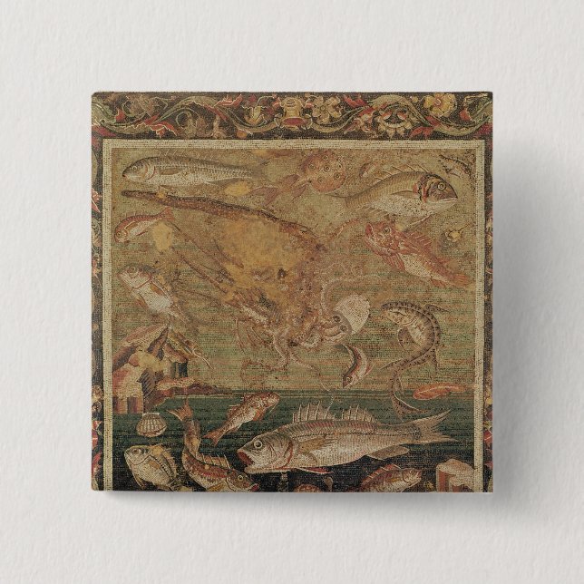 Badge Carré 5 Cm Poissons, mollusques et crustacés (Devant)