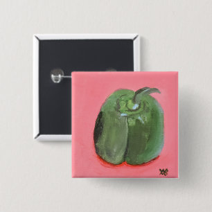 Badge Carré 5 Cm Poivron vert