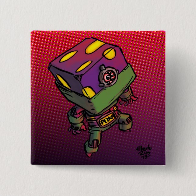 Badge Carré 5 Cm Poka (Devant)