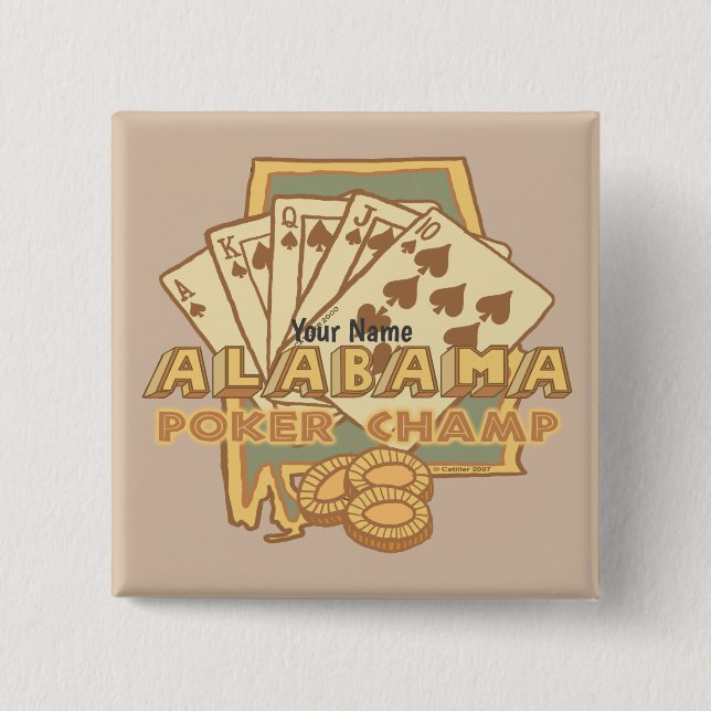 Badge Carré 5 Cm Poker en Alabama (Devant)