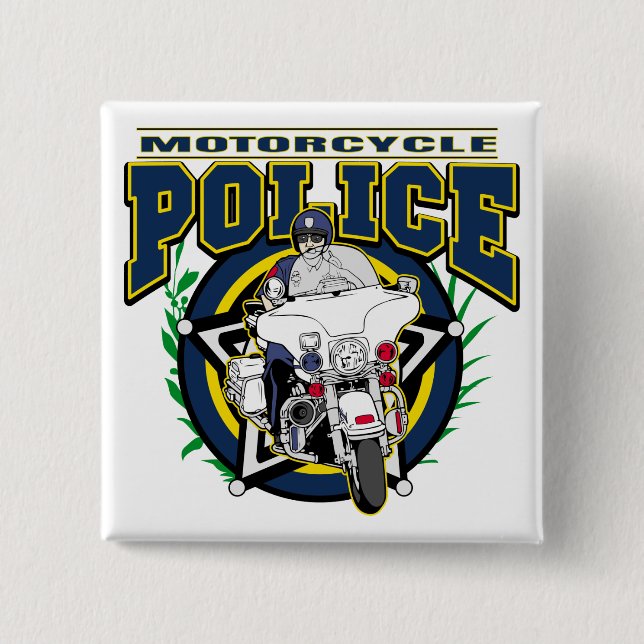 Badge Carré 5 Cm Police de moto (Devant)