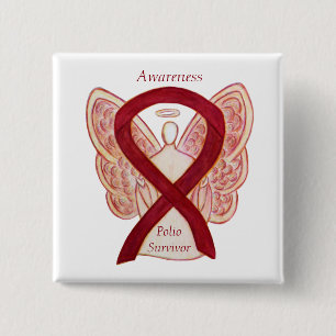 Badge Carré 5 Cm Polio Survivante Angel Sensibilisation Écorces à r