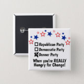 Badge Carré 5 Cm Politique drôle de parti Democratic républicain de (Devant & derrière)